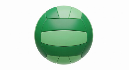 A green volleyball with two shades of green on a white background in a studio setting isolated