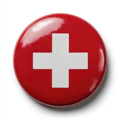 Obraz premium Red button with white cross (4)