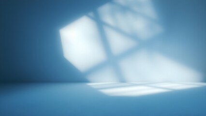 Spacious background with subtle shadows and soft blue lighting Mock up with blurry spotlight for winter presentation, branding products, cosmetics and food.