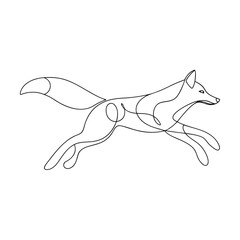 Leaping fox continuous line art animal wildlife