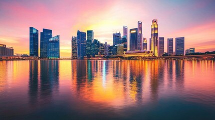 Fototapeta premium Singapore Skyline at Sunset.