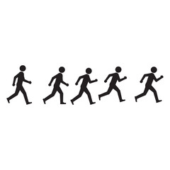 Stick figure running motion sequence