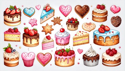Colorful collection of assorted pastries and desserts