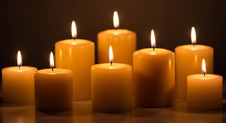 A peaceful and calm still life of flickering candles, a symbol of hope, prayer, and relaxation