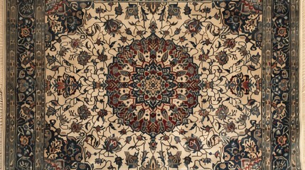 Persian-style carpet with antique finish and muted color palette