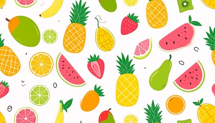 Colorful fruit pattern.  A vibrant repeat of fruit slices