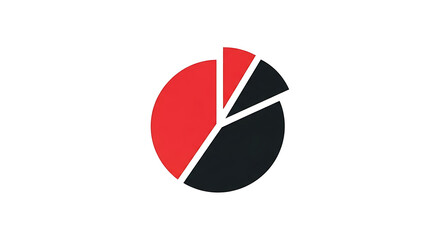 A simple pie chart with red and black segments on a white background graphic representation data ai generated