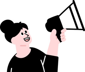 Person Holding Megaphone Vector Illustration
