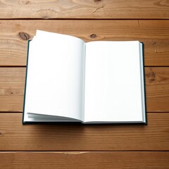 Opened empty note cover isolated on wood background place to write book mockup Ultra realistic Photorealistic 