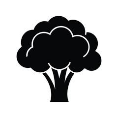 Broccoli icon vector. Simple floret vegetable silhouette. Healthy food symbol for logo or grocery.