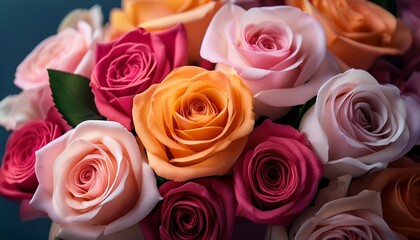 Obraz premium vibrant bouquet of assorted blooming roses