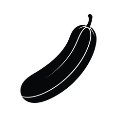 Cucumber vector icon. Simple black silhouette of a vegetable. Healthy food symbol for grocery or menu.
