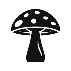 Mushroom vector icon. Simple amanita or toadstool silhouette. Fungi symbol for forest, fantasy, or food design.