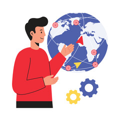 Global Marketing  Flat vector illustration.