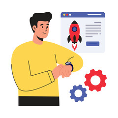 Launch Time Flat vector illustration.