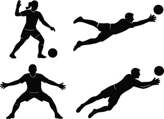 Dynamic Soccer Silhouettes: Capturing the Energy of the Game with Players Dribbling, Goalkeepers Diving, and Intense Action on the Field