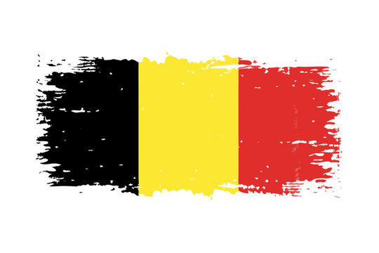 Distressed belgian flag with grunge texture and black background