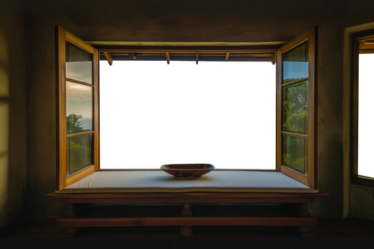 Fototapeta PNG Window see ocean windowsill room architecture.