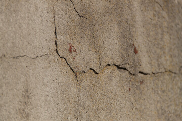 Photo of an old wall. Old wall cracked plaster. Old destroyed wall. Background of old plaster