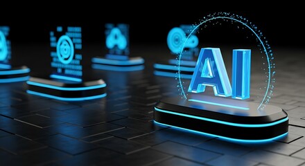 Modern futuristic ai concept displayed on a glowing platform