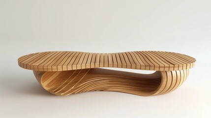 soft curve wooden bench with integrated storage