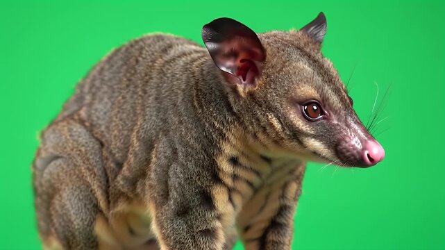 Striped Nocturnal Mammal on Green Screen for Easy Compositing