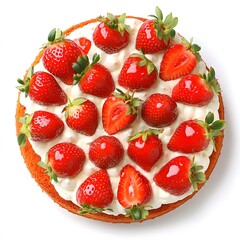 Delicious Strawberry Cake Top View Sweet Dessert