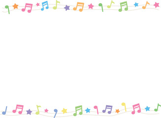 Frame with colorful music notes and stars. Vector illustration	
