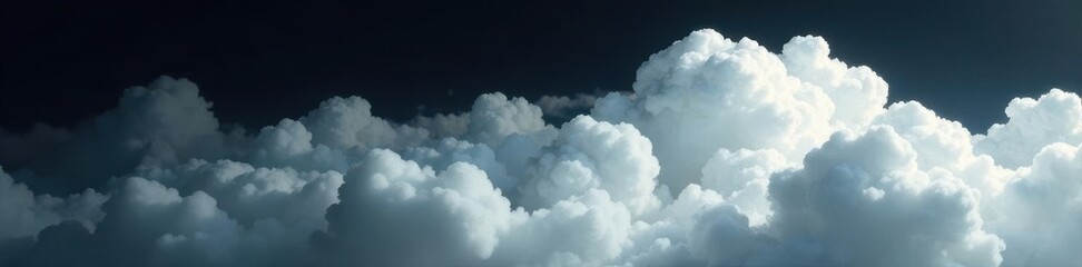 Dense, billowing white clouds, sharply contrasted against black , weather, clipping path, nature photography