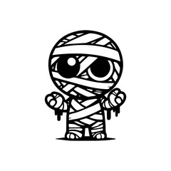 cute mummy halloween character. chibi style mummy illustration.