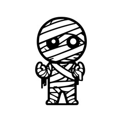 cute mummy halloween character. chibi style mummy illustration.