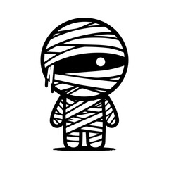 cute mummy halloween character. chibi style mummy illustration.