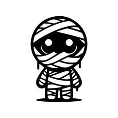 cute mummy halloween character. chibi style mummy illustration.