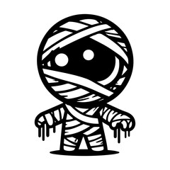 cute mummy halloween character. chibi style mummy illustration.