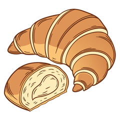 Croissant on White Background – Fresh Buttery Pastry

