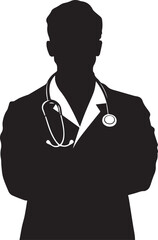 A doctor standing with various actions, Groups of doctors and patients
