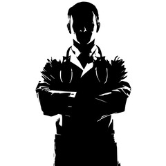 Medical team standing with arms crossed, Doctor Silhouette, Check With The Doctor