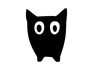 Sitting owl hand drawn doodle on isolated background. Halloween funny character vector illustration..