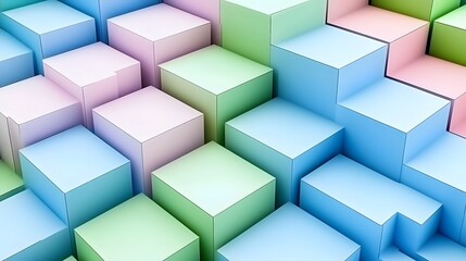 Obraz premium Abstract Pastel Cubes 3D Render Background