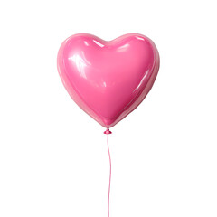 pink heart shaped helium balloon on transparent background