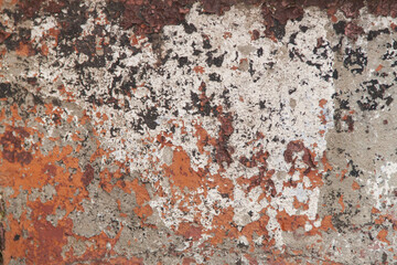 Texture of an old colored wall. Old peeling paint. Old wall. Photo of damaged paint