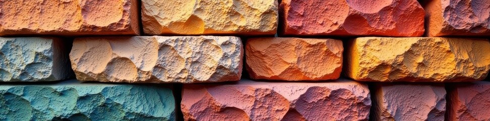 Stacked sandstone blocks, varying hues, aged appearance, backdrop, seamless