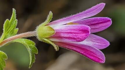 Obraz premium Stunning Closeup of a Pink Flower Blossom with Delicate Petals and Fuzzy Stem