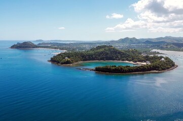 Fototapeta premium Crater, Landscape in Ambatoloaka, Nosy Be, Madagascar – Aerial View