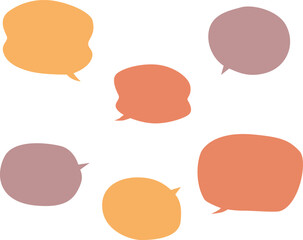 Set of speech bubble. Yellow, orange, brown. Hand drawn. Vector Illustration.