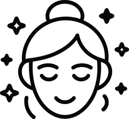 Simple Line Drawing of a Woman s Face with Sparkles