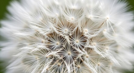 Fototapeta premium Delicate White Dandelion Seeds Clustered with Fine Fibers