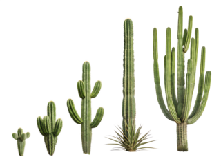Set of Saguaro Cactus plants Cacti on AI generated by PNG