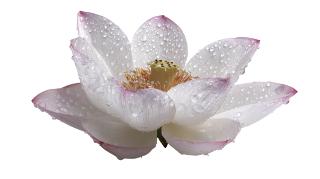 Lotus flower with water dropletsTransparent background, PNG file