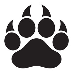 Obraz premium Bold bear paw print isolated on white background a striking black silhouette of a wild animals footprint, perfect for wildlife, nature, and huntingthemed designs and illustrations